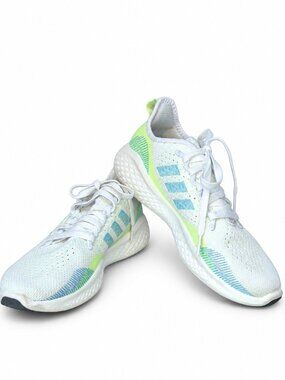 adidas Women’s White and Lime Athletic Running Shoes Bounce Size 7.5